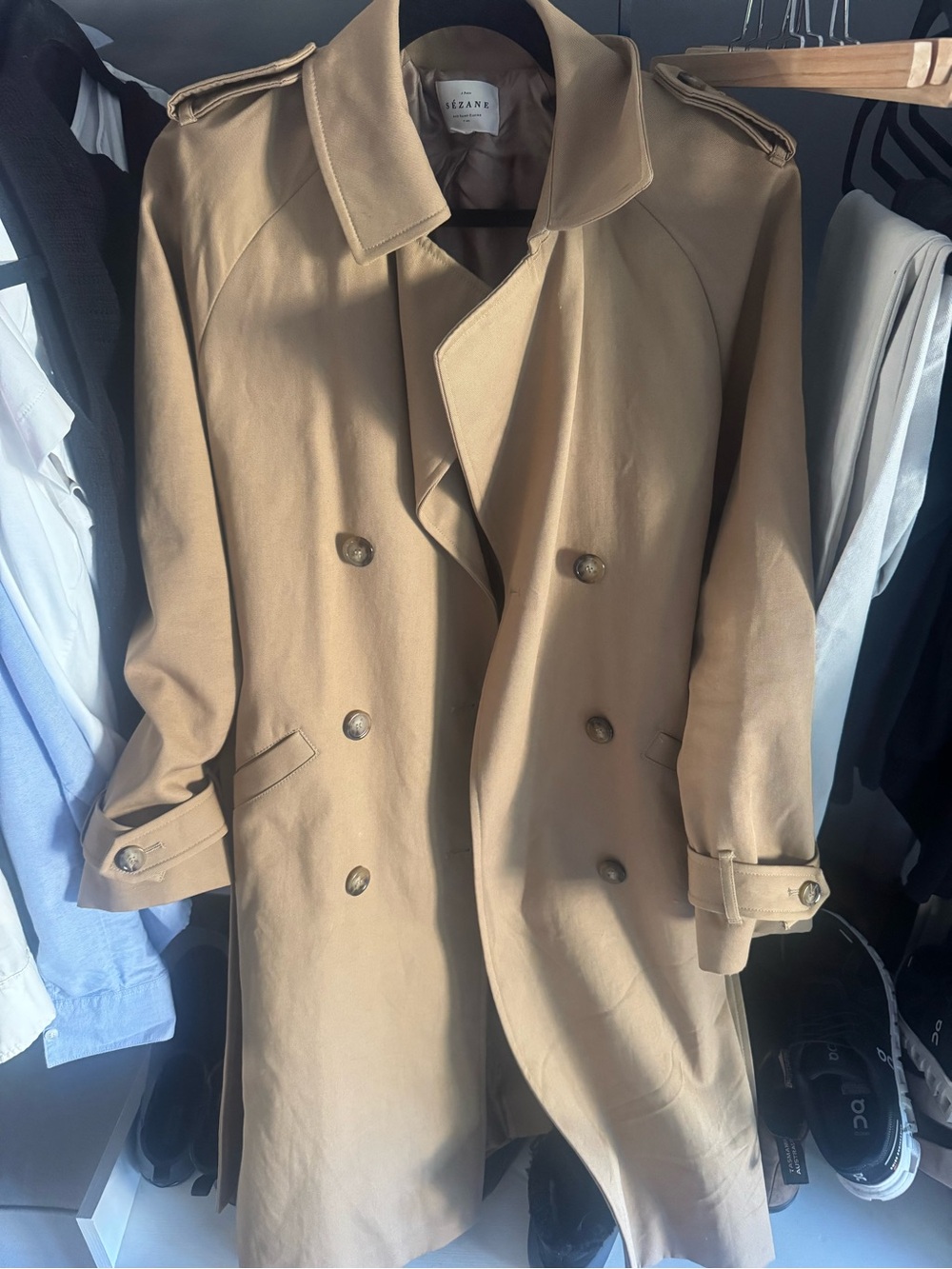 Sezane tan trench coat with brown lining - Picture 1 of 5